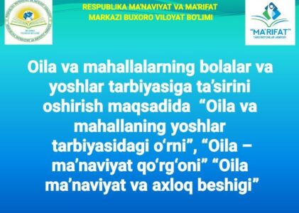 “Oila va mahallalarning yoshlar tarbiyasidagi oʻrni”